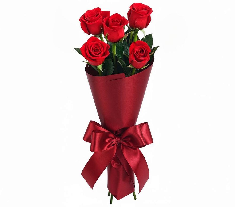 Букет 5 Красных роз Эдлесс Лав в Чамлыкской