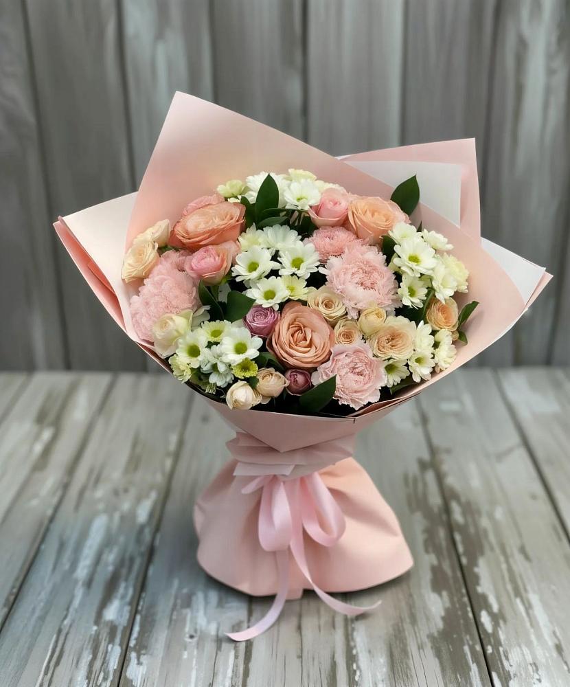 Букет цветов из: Гвоздики, Розы и Хризантемы в Чамлыкской