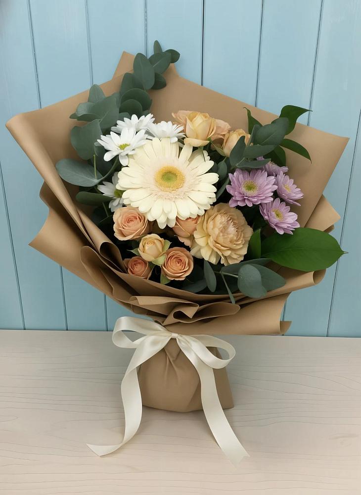Букет цветов из: Герберы и Хризантемы в Чамлыкской