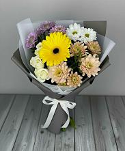 Букет цветов из:  Розы, Герберы и Хризантемы в Чамлыкской