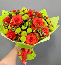 Букет цветов из:  Хризантемы и Розы #REPLACE_PRED# Чамлыкской