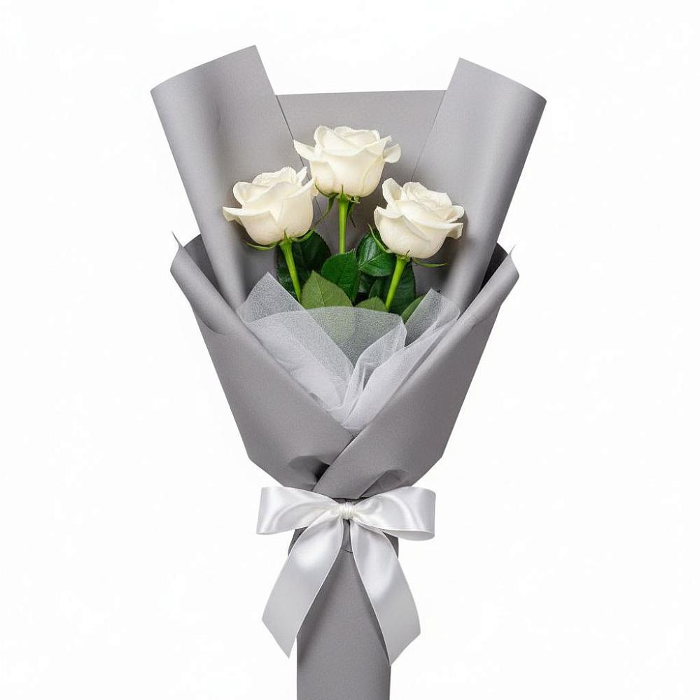 Букет 3 белые розы в Чамлыкской