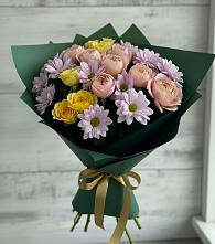 Букет цветов из:  Хризантемы и Розы #REPLACE_PRED# Чамлыкской