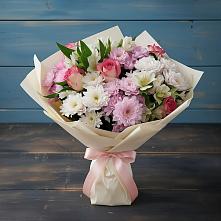 Букет цветов из:  Хризантемы, Альстромерии и Розы в Чамлыкской