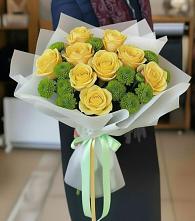 Букет цветов из:  Хризантемы и Розы в Чамлыкской