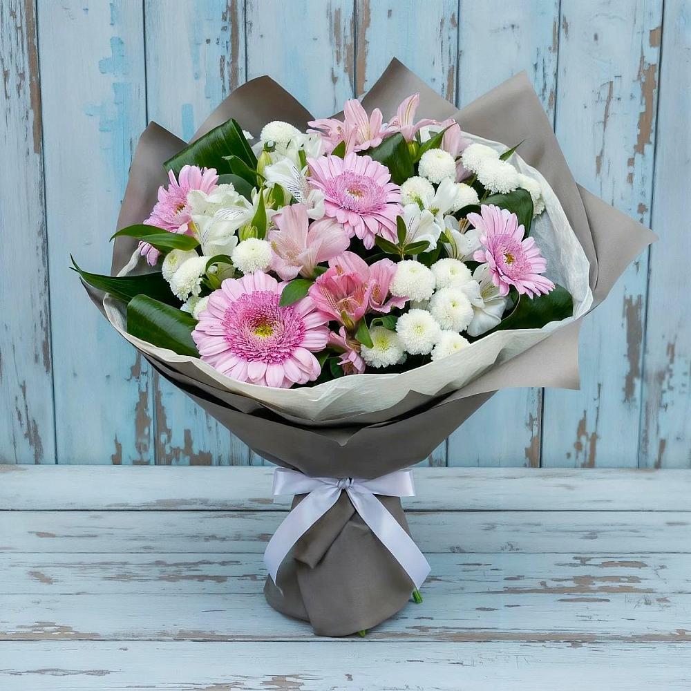 Букет цветов из: Герберы, Альстромерии и Хризантемы в Чамлыкской