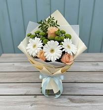 Букет цветов из:  Герберы, Розы и Хризантемы #REPLACE_PRED# Чамлыкской