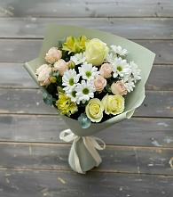 Букет цветов из:  Альстромерии, Розы и Хризантемы в Чамлыкской