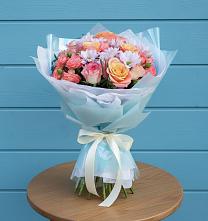 Букет цветов из:  Хризантемы и Розы в Чамлыкской